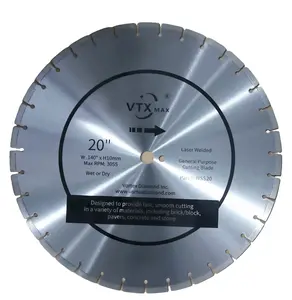 VTXMAX Laser Welded Hight Speed Diamond Blade for Wet Dry Cutting Concrete Brick Masonry
