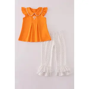 Orange Tennessee go vols embroidery ruffle pants set