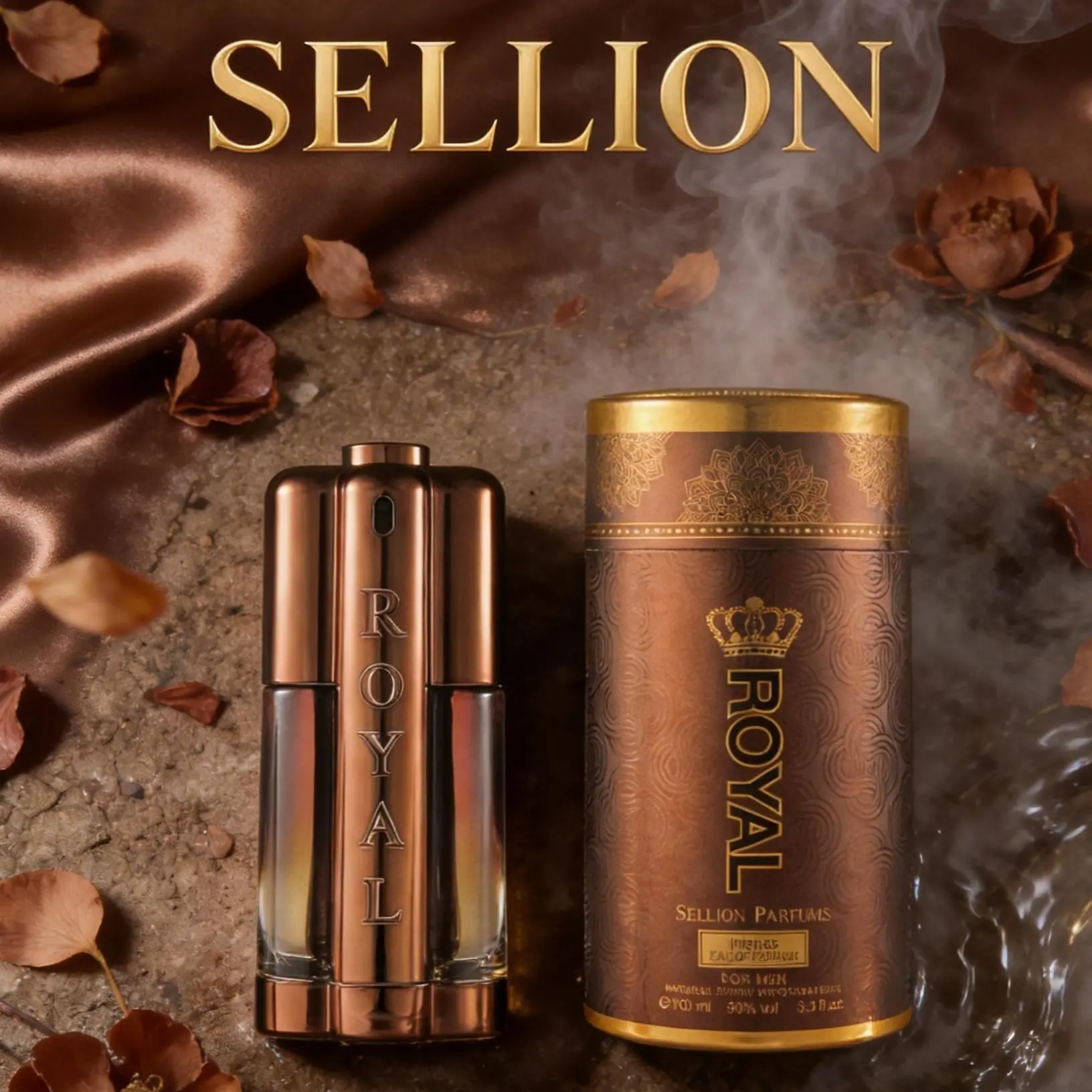 Sellion Men's Royal Brown Eau de Parfum - Luxury-Inspired Long-Lasting Oriental Woody Summer Fragrance, Alcohol-Containing Liquid Perfume, Adult Men's Fragrance, Perfume for Sale