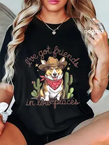100% Cotton I've Got Friends In Low Places Corgi Vintage Western T-Shirt