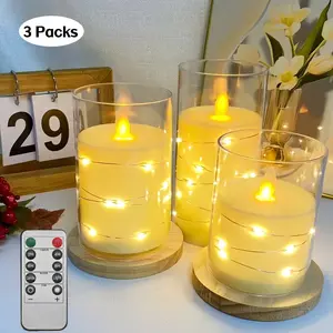 3 LED Flameless Candles with 3D Effect, Remote Control, With timing function, Adjustable brightness, Battery Powered (Batteries Not Included), Decorative Atmosphere Lamp, Perfect for Home Parties, Birthdays, Weddings, Christmas, Valentine's Day Decor