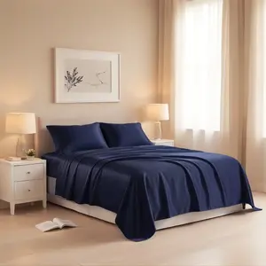 Bamboo Bedding Set 4 Piece Soft & Breathable Cooling Bamboo Sheet Set with 16 Inch Deep Pocket Fitted Sheet Luxurious Hotel Style