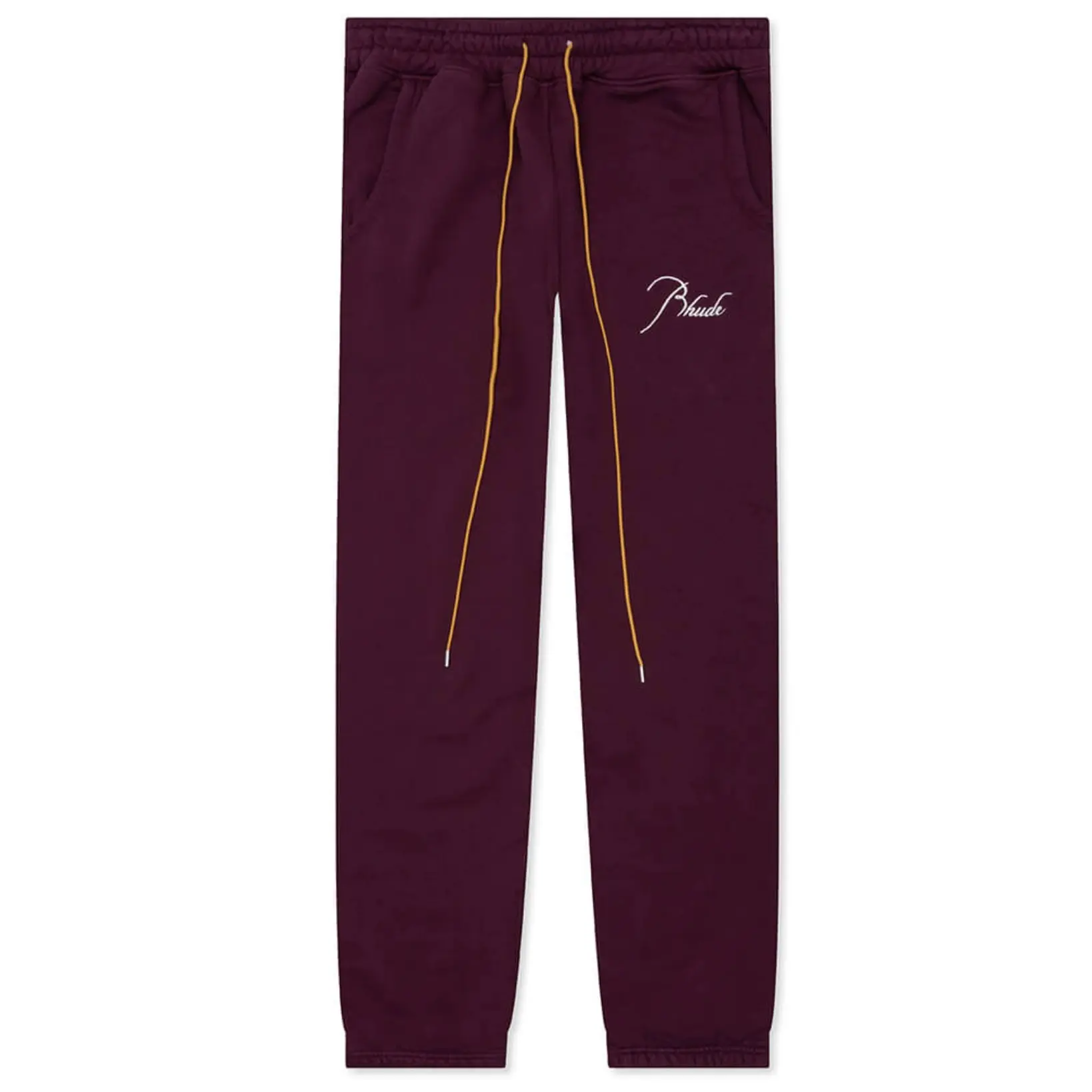 RHUDE Authentic Men's Heavyweight Embroidered Logo Sweatpants Burgundy MD MSRP: $765.00