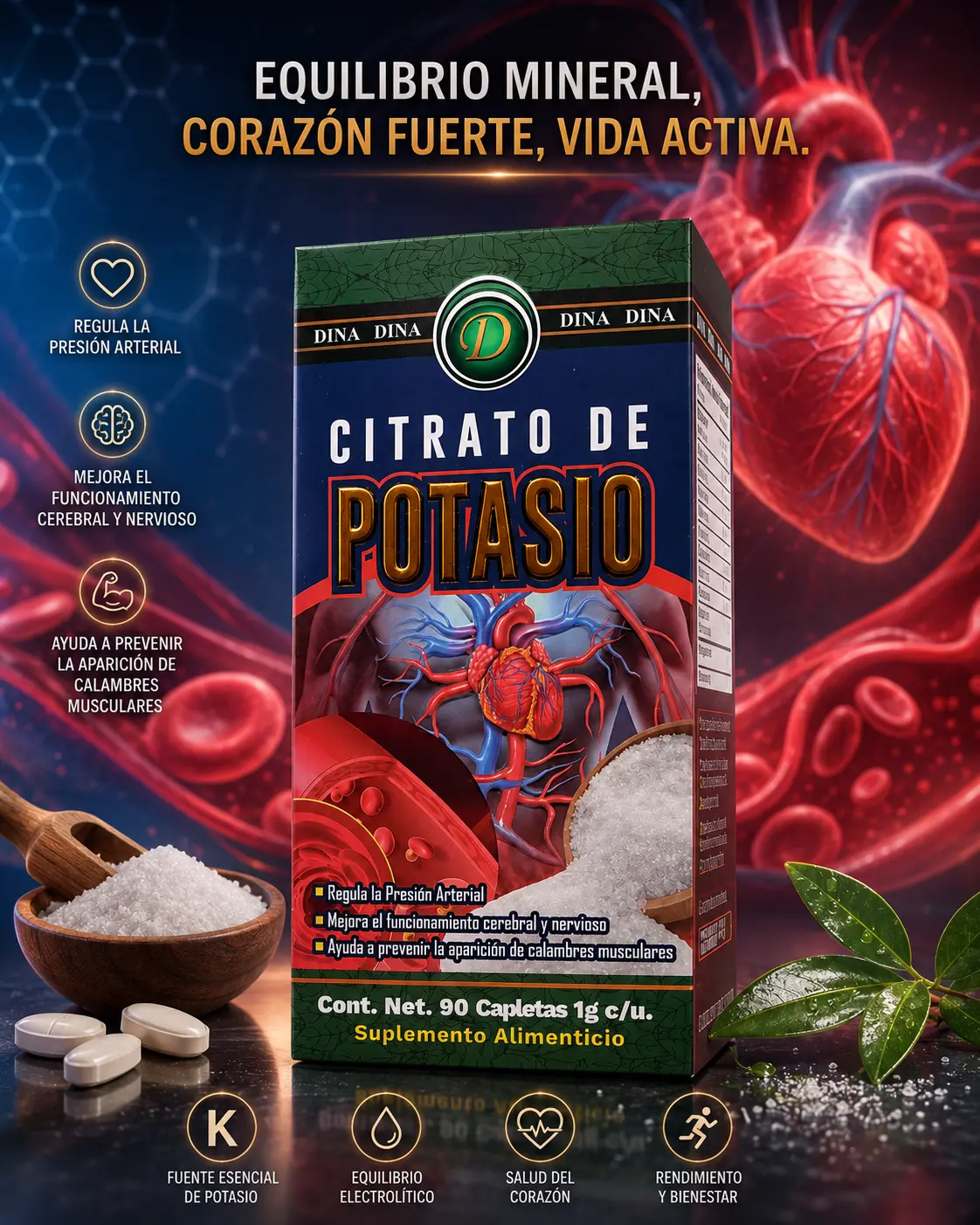 Potassium Citrate , Citrato de Potasio Daily Vitamin and Mineral Support – 90 Caplets |