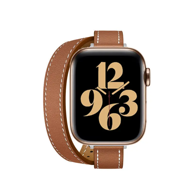 Genuine Leather Watch Band with Hourglass Double-Loop Design, Fashion Strap for Women's Smart Wearables, Compatible with Series 1-11, Hourglass Band, Accessories, Double-Loop Hourglass