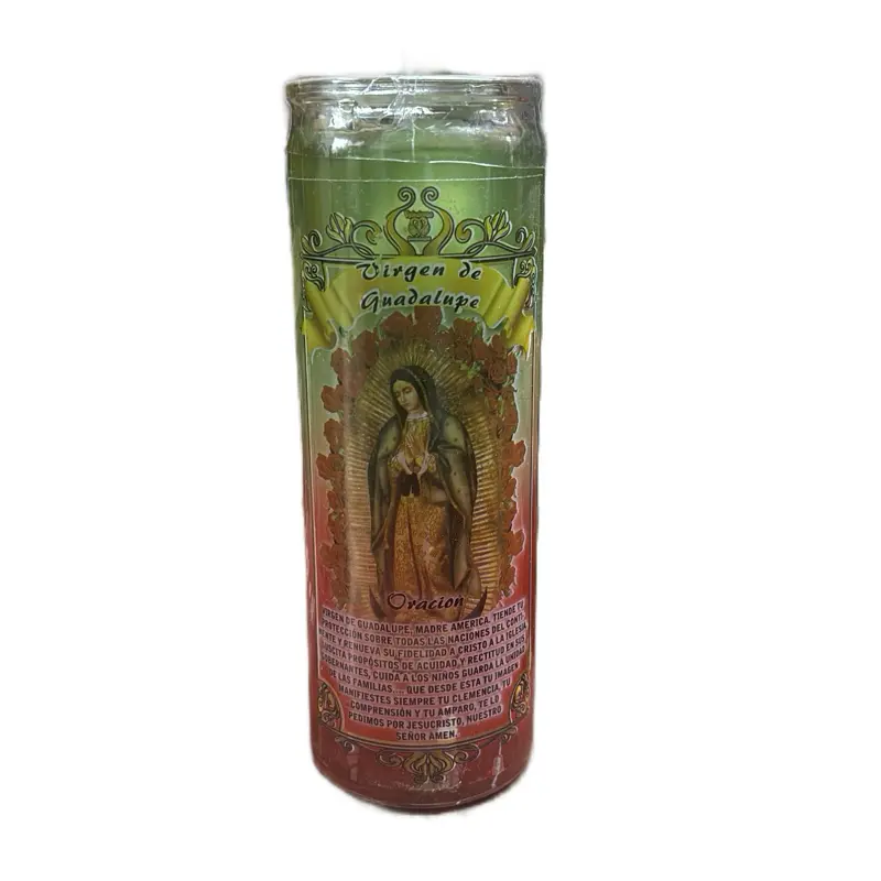 Virgin de Guadalupe Gel Candles with Elegant Design and Spiritual Message for Prayer and Rituals