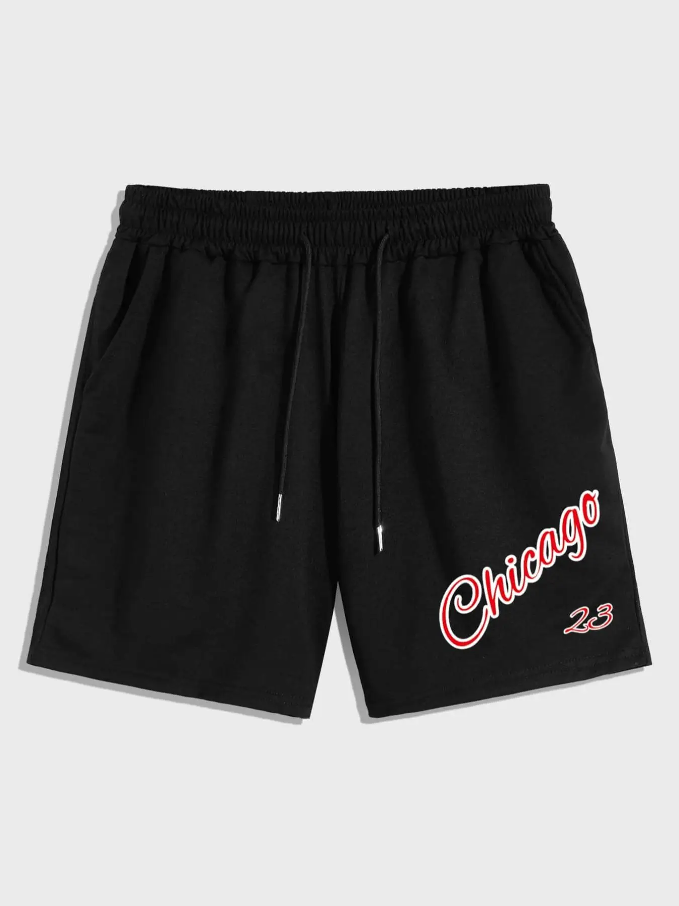 Men's Regular Fit Casual Letter Print Drawstring Waist Shorts, Summer Clothes Straight Leg Track Shorts for Men, Knitting Bottoms for Summer