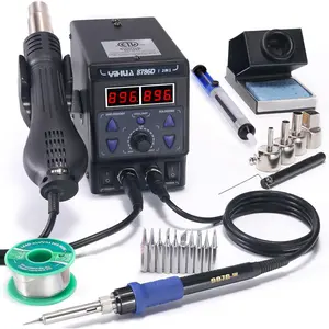 8786D I 2 in 1 Hot Air Rework and Soldering Iron Station with ?F /?C, Cool/Hot Air Conversion, Digital Temperature Correction and Sleep Function