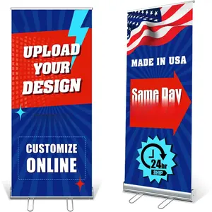 Custom Retractable Banner with   Stand, Personalized Banner with Black Travel Bag for Business, Custom Banner for Events, Advertising, Family (33"x81")
