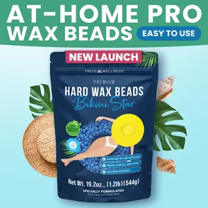 TRESS WELLNESS Bikini Star Hard Wax Beads – Sensitive Skin Formula – No Strip Needed – Brazilian, Face, Legs, Underarms, Bikini – Gentle At-Home Wax for Coarse Hair – Salon Quality Wax – Smooth Body Care – Hair Removal Waxing