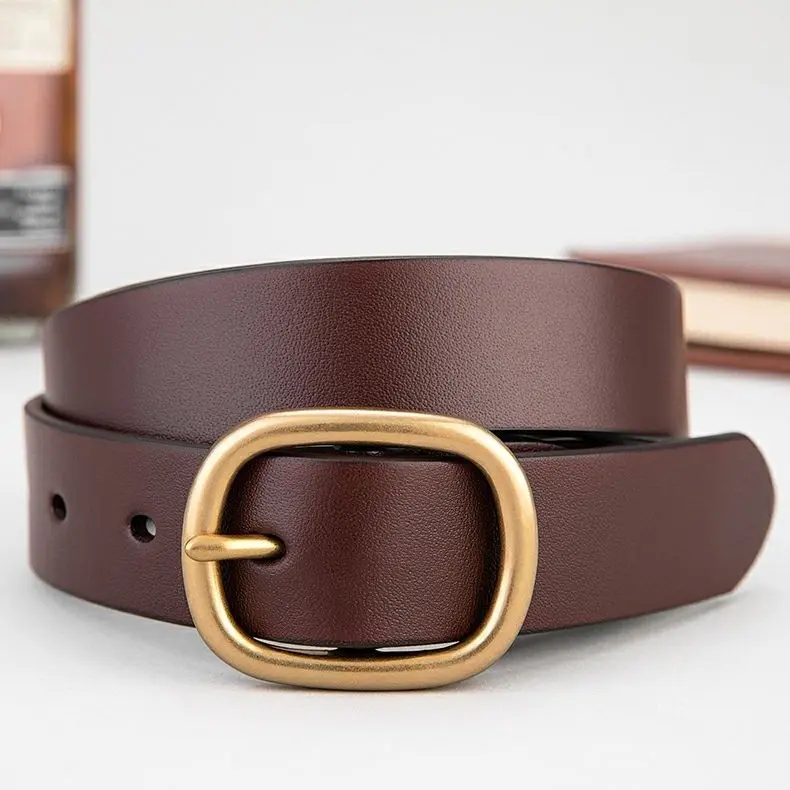 Women's Slim Thin Belt, Gold Buckle, Plus Size, All-Match, For Jeans &  Dresses, Brown Faux Leather - TikTok Shop
