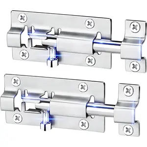 2 Pack 3 Inches Barrel Bolt Latch, Thickened Stainless Steel Slide Latch Lock, Brushed Finish Sliding Bolt Lock Latches for Door with 12PCS Mounting Screws