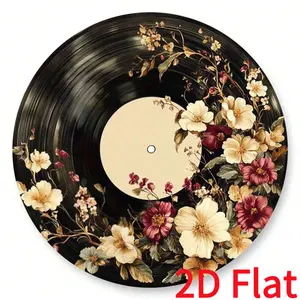 2D Flat Decorative Floral Gramophone Record Design Metal Sign, Suitable For Home,  Office - Unique Christmas Gift, Retro Metal Poster (Not Real Record) Home Decor Christmas Decorations Ornaments Artistic Photo Multicolor