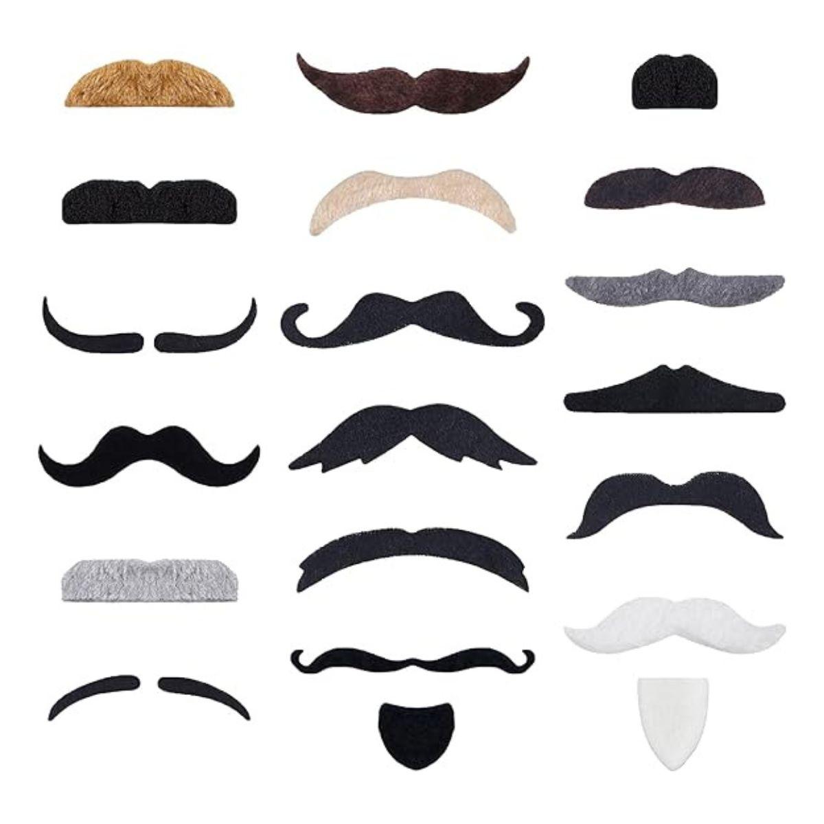 60PCS Fake Mustache Set – Self Adhesive Costume Facial Hair (20 Designs) 60PCS Fake Mustache Set – Self Adhesive Costume Facial Hair (20 Designs)