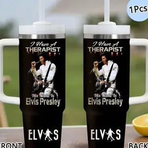 Singer Elvis Vacuum Flasks 40oz Stainless Steel Hydration Tumbler Drinkware with Handle & Straw, Vacuum Insulated Travel Mug Keeps Drinks Cold Up to 12 Hours, Leak-Resistant Cup for Iced Coffee, Water, Office, Gym or Travel