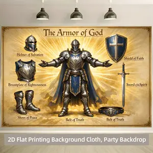 Spiritual Warrior Backdrop Biblical Armor Theme Tapestry Wall Hanging Photography Background for Worship Event Prayer Gathering Church Celebration Holiday Decor Party Supplies