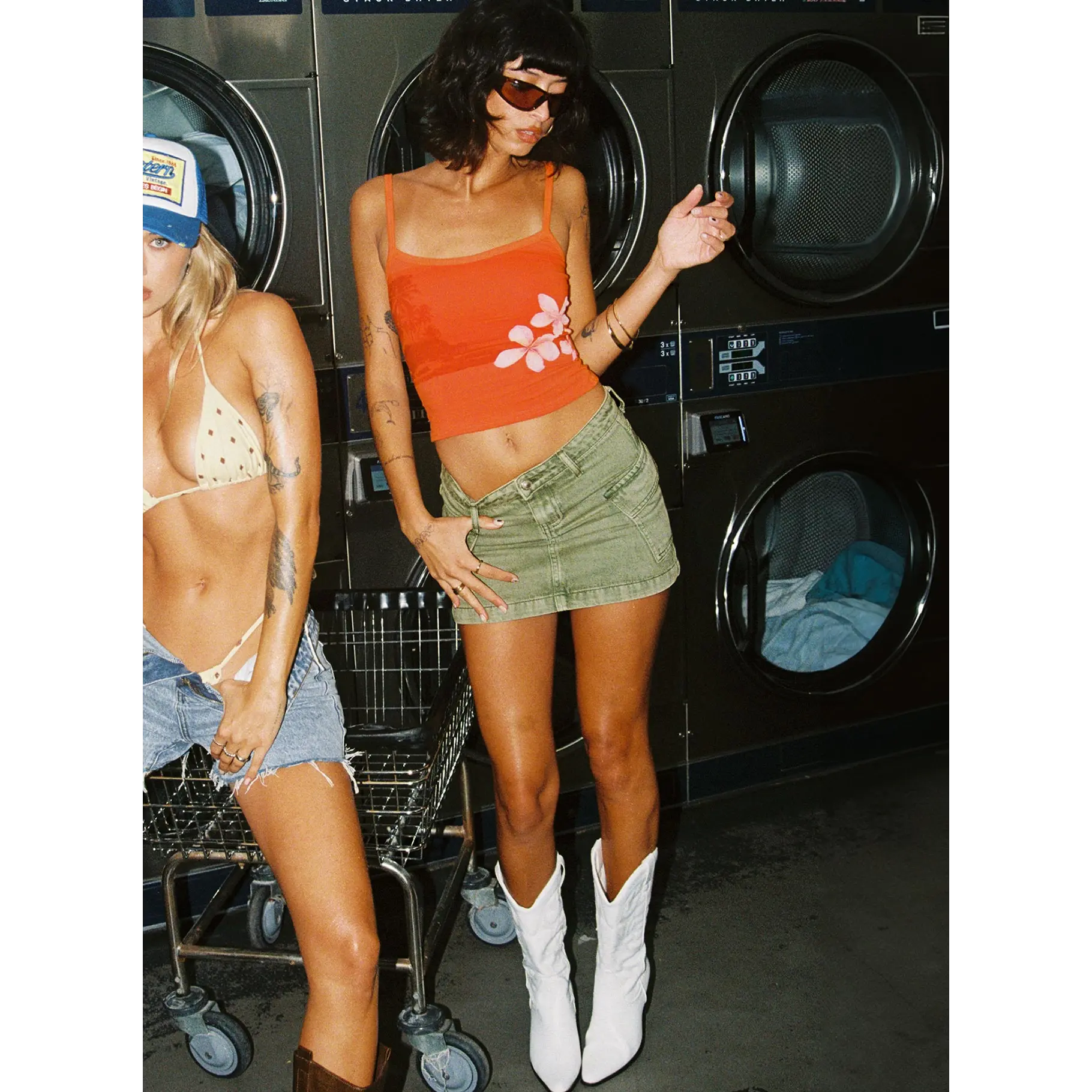 Zakai Cargo Denim Mini Skirt Green