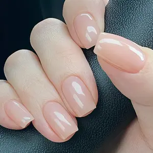 Semi Cured Gel Nail Strips 20+6 PCS with Top Coat Pen | Translucent Jelly Nude Pink Beige | Includes 6 Trial Strips to Try | 5-Min UV Cure (UV Lamp Req) | OAUEE