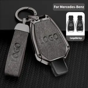 Protective Keychain Case for Mercedes‑Benz Smart Keys, with Lanyard, Metal Key Shell, Compatible with C, E, S, M, CLS, CLK, and G‑Class Smart Keys