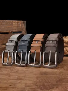Men's Vintage Style Leather Pin Buckle Belt, Perfect for Jeans and Casual Pants, Ideal Gift for Men, Retro Fashion Accessory, Casual Business Belt