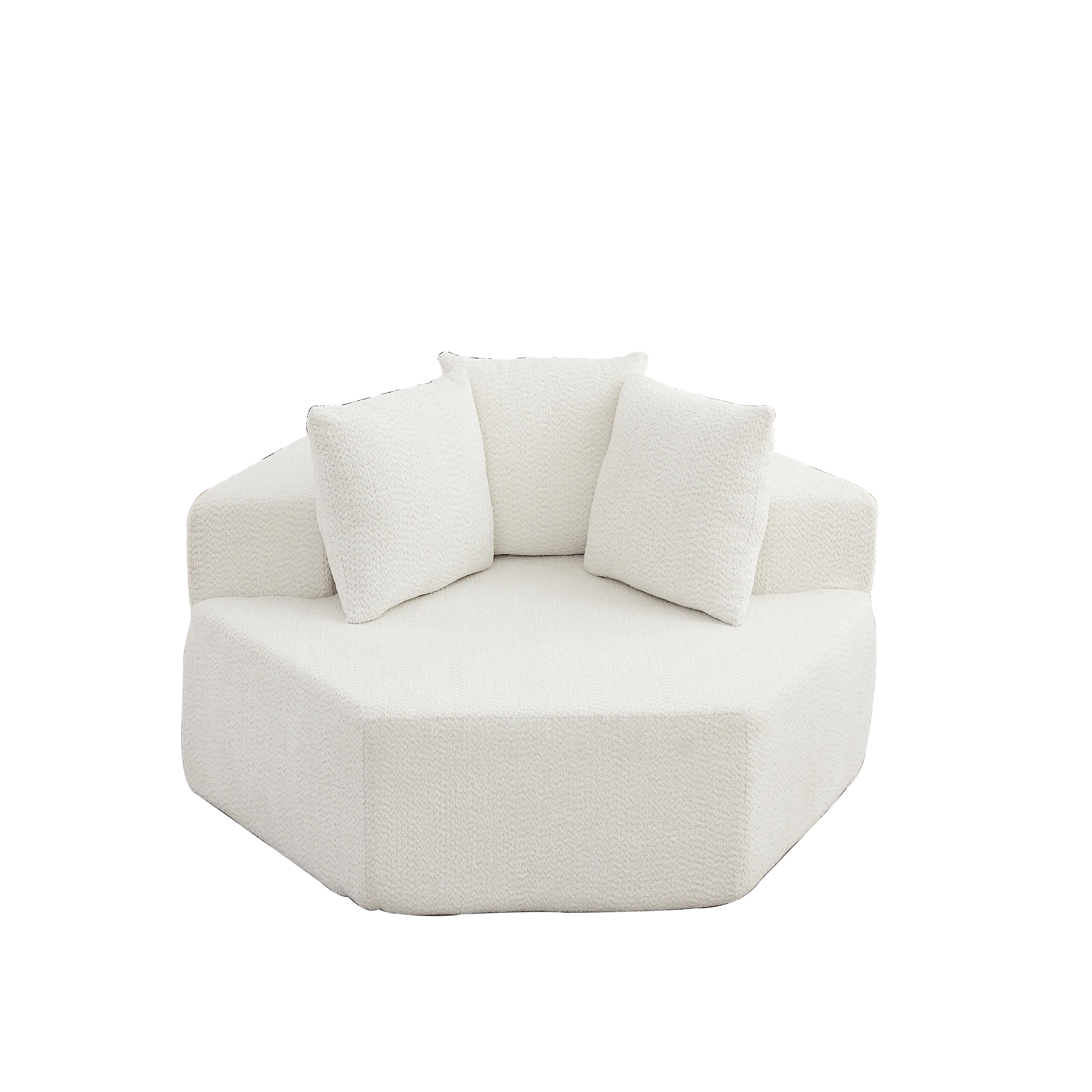 54-inch Comfortable Modular Sectional Couch - Modern Hexagonal Chenille-Upholstered Looped Single Lounge Chair with Spring Coils, Cushion Living Room Furniture for Bedrooms, Game Rooms, Comfortable Lounge Chair