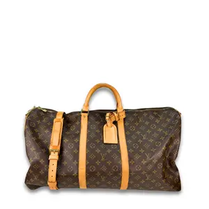 Pre-owned Louis Vuitton Monogram Coated Canvas Travel Bags Monogram Keepall Bandoulière 60