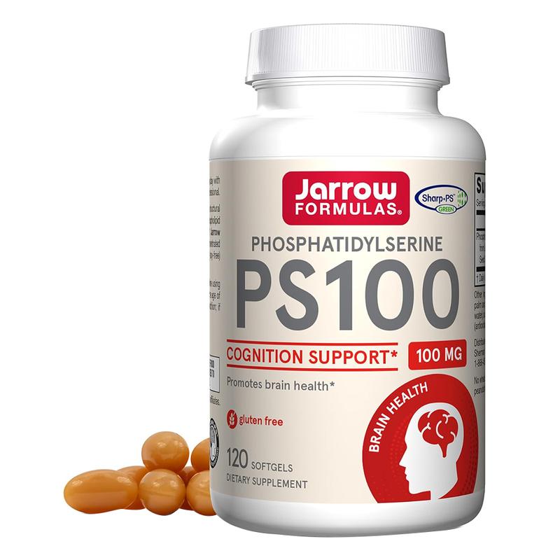 Jarrow Formulas PS100 Phosphatidylserine 100 mg, Dietary Supplement for Brain Health and Cognition Support, 120 Softgels, 40-120 Day Supply
