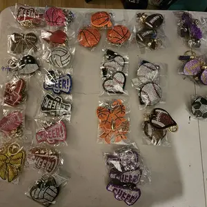 Sports Bling Charm Keychains - Assorted Designs with Rhinestones and Charms for Keychains
