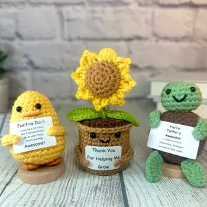Positive Potato, Emotional Support Pickle with Wood Stand, Crochet Animals, Positive Gifts, Thinking of You Taco, Crochet Frog, Caring Carrot, Funny Gifts