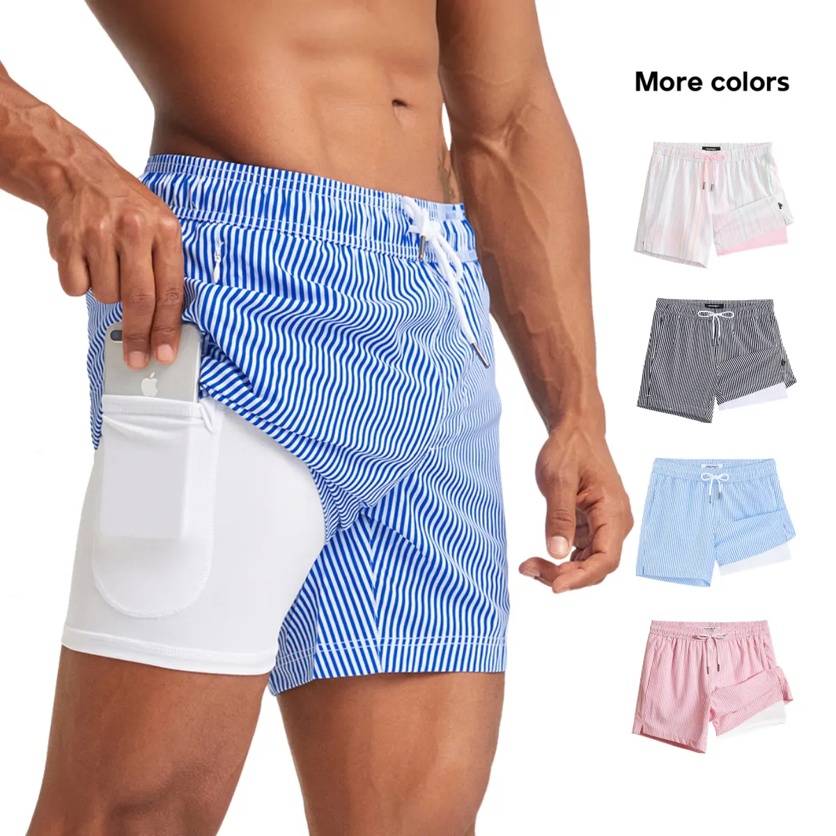 Maamgic 2-in-1 5.5 Inch Men’s Swim Shorts – Quick Dry Beach Shorts with Compression Liner  | Phone Pocket | Summer Striped Swim Trunks Swimmingshorts Swimmingtrunks summerwins,Dealsforyou
