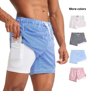 Maamgic 2-in-1 5.5 Inch Men’s Swim Shorts – Quick Dry Beach Shorts with Compression Liner  | Phone Pocket | Summer Striped Swim Trunks Swimmingshorts Swimmingtrunks summerwins,Dealsforyou,father'sdaygifts