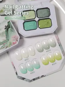 4-Colors Patting Glue Smudges Canned High Saturation Popular Semi-Solid Nail Polish Glue Nail Salon DIY