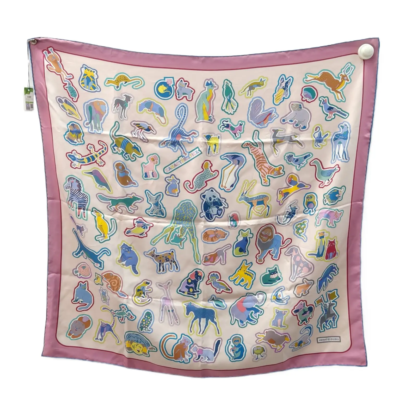 Pre-owned HERMES Printed Silk Scarf 90*90 Zoo CollectionP235805722