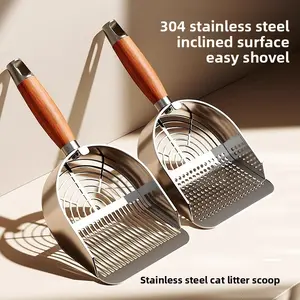 Stainless Steel Cat Litter Scoop, Large Metal Poop Scooper with Fine Holes, Perfect for Tofu Litter & Clumping Clay Litter, Rustproof Durable Cleaning Shovel, Efficient Litter Box Sifter, Easy Deep Clean Pet Waste Removal for Daily Cat Hygiene Care