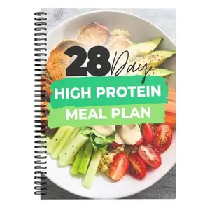 28-Day High-Protein Diet Plan Cookbook, A4 Spiral Bound Healthy Eating Recipe Notebook, Fat Loss Fitness Meal Prep Log, Low-Carb High-Protein Guide
