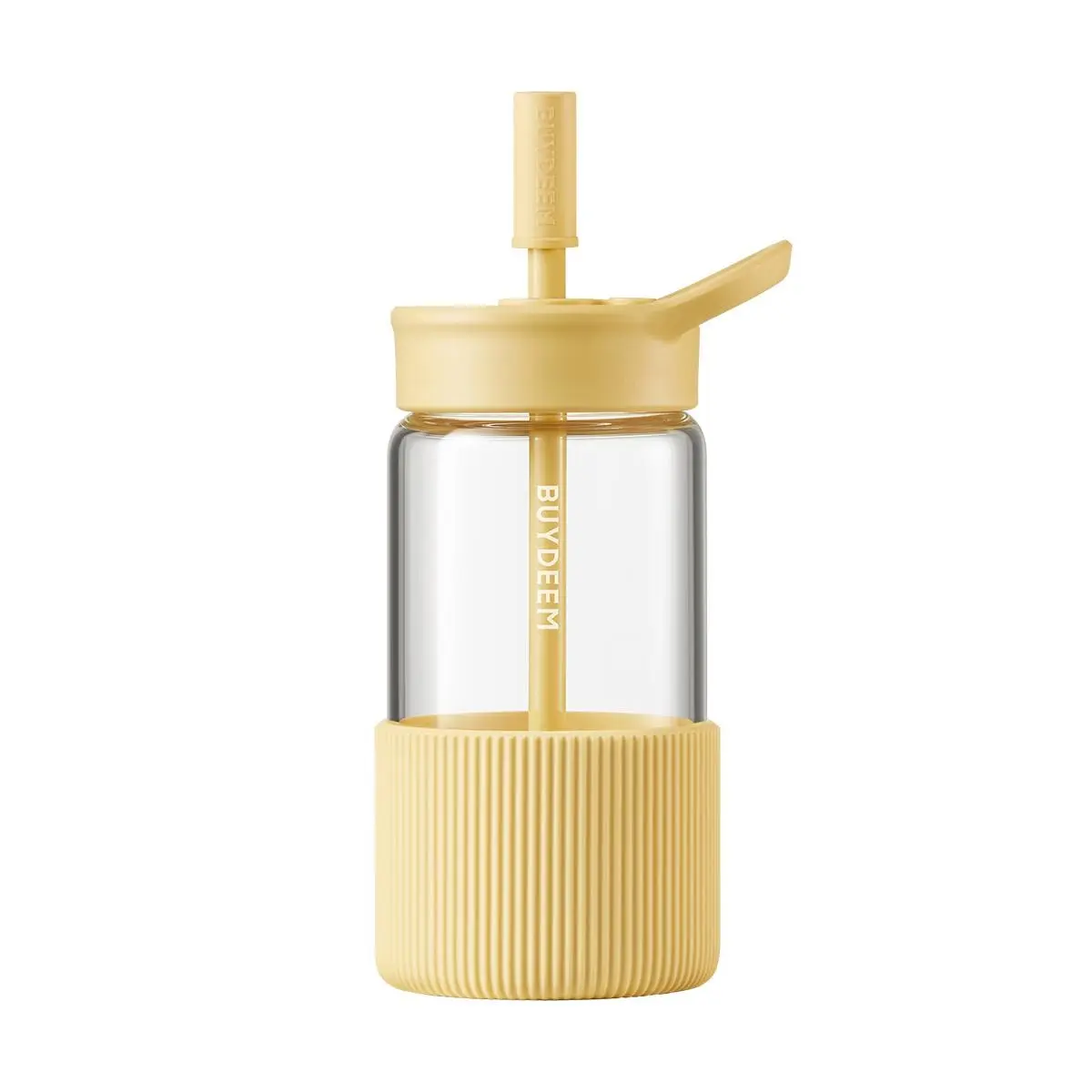 BUYDEEM 500ml Glass Straw Tumbler - High-Temperature Resistant, Large Capacity Juice & Tea Cup, Cute Duckling Yellow, Model DG425 BUYDEEM 500ml Glass Straw Tumbler - High-Temperature Resistant, Large Capacity Juice & Tea Cup, Cute Duckling Yellow, Model DG425
