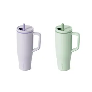 KISSKIND 40oz Leakproof Tumbler - Stainless Steel Insulated Travel Drinkware with Retractable Lockable Straw & Comfortable Handle for Hot & Cold Beverages