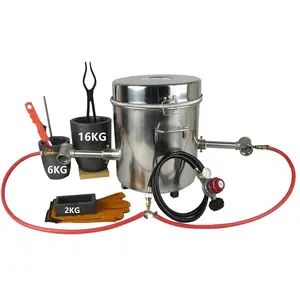 LSMIITTH 16KG/35lbs  Metal Melting Furnace Kit 2642°F / 1450°C  Forge Dual Burner (Each 100,000 BTU) Foundry Home Kiln Smelting Casting Tool Refining Recycle Brass,Gold,Silver
