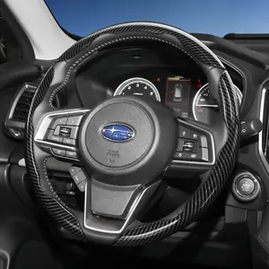 For Subaru Segmented Carbon Fiber Steering Wheel Cover Sporty Style Non-Slip Comfortable Grip Quick-Install Design All-Season Compatibility For Crosstrek/XV/Forester/Outback/Ascent/Evoltis/Impreza/WRX/Legacy/Levorg/BRZ/Solterra Black Blue Silver Red White