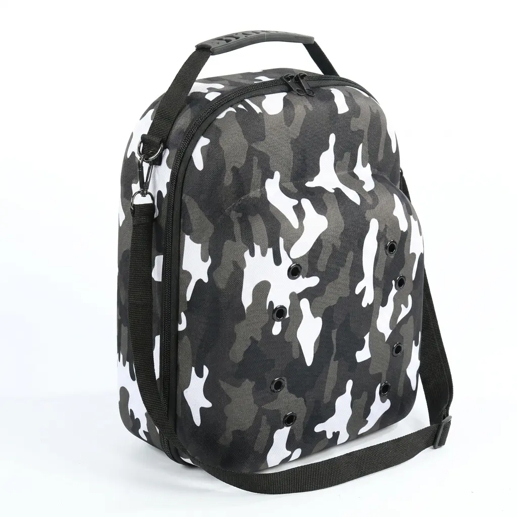 Camouflage Hard Shell Hat Organizer with 6 Hat Slots - Waterproof, Shockproof EVA Compact Travel Luggage Accessory for Commuting Baseball Caps, Travel Storage, Durable Travel Accessory