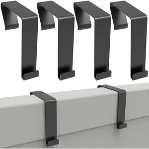 4 Pcs Office Cubicle Hangers Over The Door Hook, Cubicle Walls Hooks Universal Panel Partition Metal Hooks for Hanging File Bins, Keys, Whiteboard (Black)