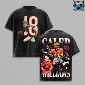 King Caleb 18 - Caleb Williams For Bears Nation Heavyweight Acid Washed Cotton Hoodie T-Shirt, King Caleb Fans Shirt, Bears Graphic Football Shirt, Game Day Outfits