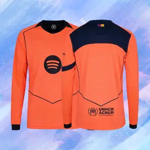 25 26 Third Away Kit Orange Long Sleeve Soccer Jersey Fans Version