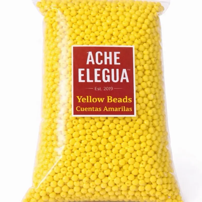 Ache Elegua Yellow Beads 1 Pound Bag Smooth Glossy Finish High-Quality for Bracelets Jewelry DIY Craft Projects Ideal for Beginners & Professionals