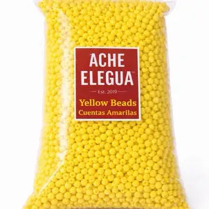 Ache Elegua Yellow Beads 1 Pound Bag Smooth Glossy Finish High-Quality for Bracelets Jewelry DIY Craft Projects Ideal for Beginners & Professionals