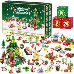 Christmas Advent Calendar Building Blocks 24 Packs Mini Brick Set 24-in-1 Holiday Scene Building Toy for Boys Girls