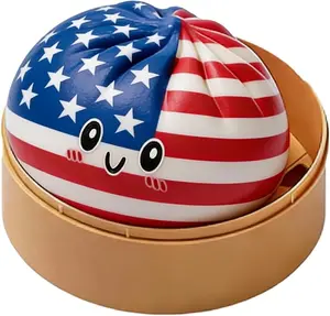 Dumpling Squishy,USA Flag Giant Dumplings Mystery Box,Independence Day Steamed Bun Toy Stress Relief,Squeeze Decompression Dough Gift 250th, 4th of July, Soccer Holidays)