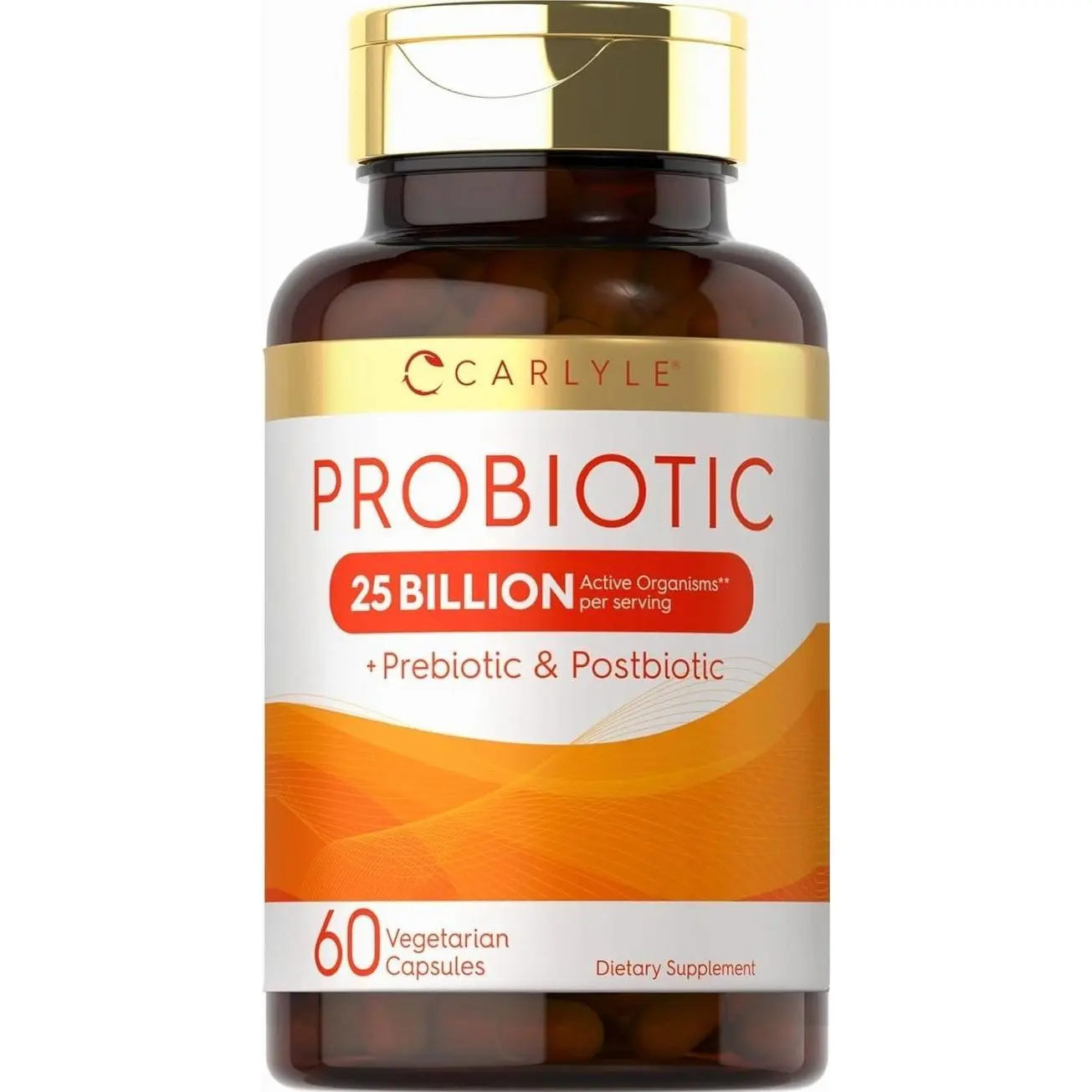 Carlyle Probiotic with Prebiotics & Postbiotics | 25 Billion CFU | 60 Capsules | Supplement for Women & Men | Powder Pills | Vegetarian, Non-GMO & Gluten Free