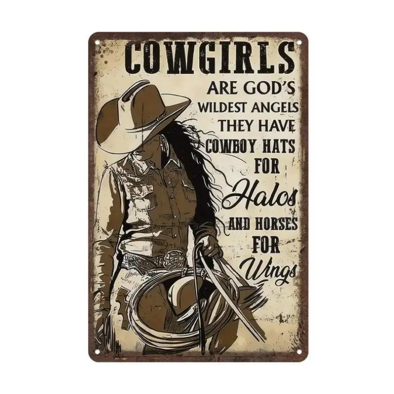 Cowgirls Quote Aluminum Wall Sign 8x12 Inch Western Ranch Decor with "Cowgirls Are God's Wildest Angels" Design - Lightweight Metal Perfect for Home or Western Theme Fans