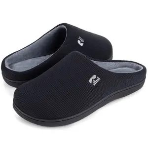 RockDove Women's Original Two-Tone Memory Foam Slide Slipper, Size 11-12 US Women, Black/Gray